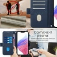 thumbnail image 3 of Designed for iPhone 16 Pro Max Case Wallet, Women Flip Folio Cover with Embossed PU Leather Stand Credit Card Holders Slots Wrist Strap + Shoulder Strap Phone Case, RFID Blocking, Darkblue, 3 of 12