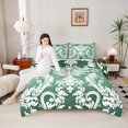 thumbnail image 6 of Manfei Tribal Damask Flower Queen Comforter Set, Green Mandala Bedding Sets, Western Bohemian Theme Reversible Bedding Comforter Set, Microfiber Bedroom Decor, 3 Pieces, 6 of 9