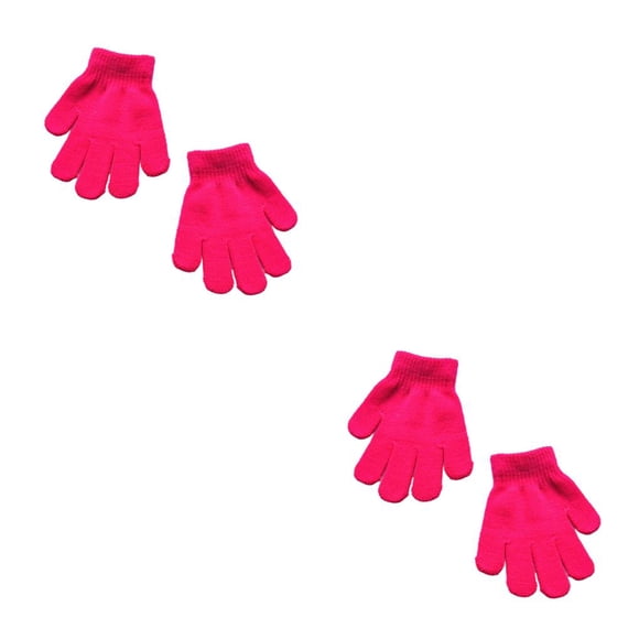 Guantes para niños Minnieouse calentadores de dedos artesanales color Rosa roja 2Conjunto