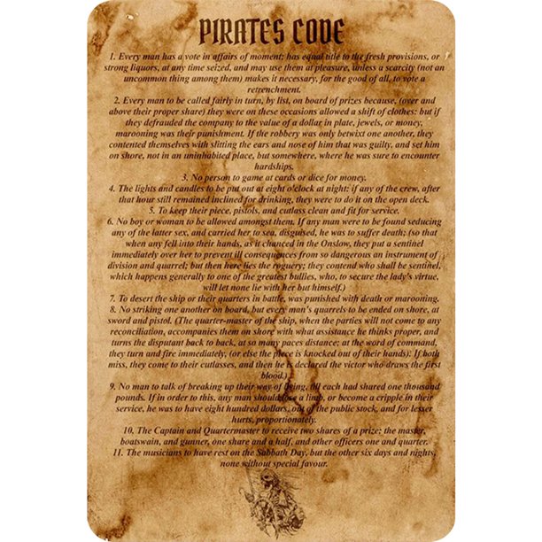 Placa Metal Vintage Pirata Rectangular Pintura Hierro Arte La Pared Del 30x40 Cm