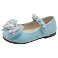 thumbnail image 1 of XASZHN Girls Sandals Fashion New Pattern Pearl Decoration Cute Flat Bottom Lightweight and Comfortable Hook Loop Princess Shoes Breathable Children’s Summer Sandals Waterproof Blue 11, 1 of 9