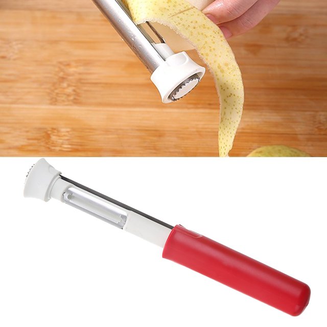 Sembradore Peladora de Frutas, Herramiente de Cocina Descorazonadora de Peras de Acero inoxidable, multifuncio Portátil 2 en 1, Adecuada para el Hogar y los Viejes