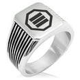 thumbnail image 1 of Stainless Steel Inaba Samurai Crest Needle Stripe Pattern Biker Style Polished Ring, 1 of 1