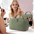 thumbnail image 2 of SPEKSEE Travel Makeup Bag for Women, 2Pcs Puffer Waterproof Cosmetic Organizer, Wide-Open Lay-Flat Cosmetic Bags, Large Capacity Water-Resistant Toiletry Organizer with Compartments, 2 of 7