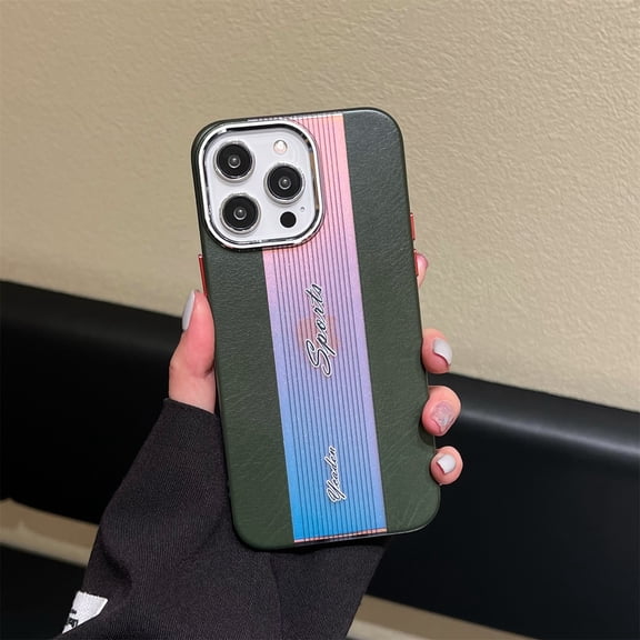 SaniMore for iPhone 15 Pro (6.1 inch 2023) Case, PU Leather Radium Backplane Shockproof PC Shell Luxury Fashion Slim Lightweight Skin-feel for Girls Women Phone Cover, Green