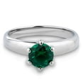 thumbnail image 3 of Solitaire Wedding Ring - Emerald Wedding Ring - Solitaire Wedding Ring - Titanium Ring - Silver, 7, 3 of 4