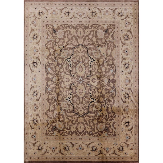 Ahgly Company Indoor Rectangle Mid-Century Modern Sienna Brown Oriental Area Rugs, 7' x 9'