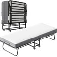 Folding Twin Bed with Mattress 75" x 46" Rollaway Guest Bed Portable