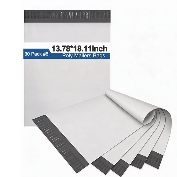 Poly Mailers 13" x 18", 30 Pcs White Waterproof and Tear-Proof Self Adhesive Shipping Bags, Mailing Bags for Clothing, Books, Accessories, Mailing Poly Bags for Small Business