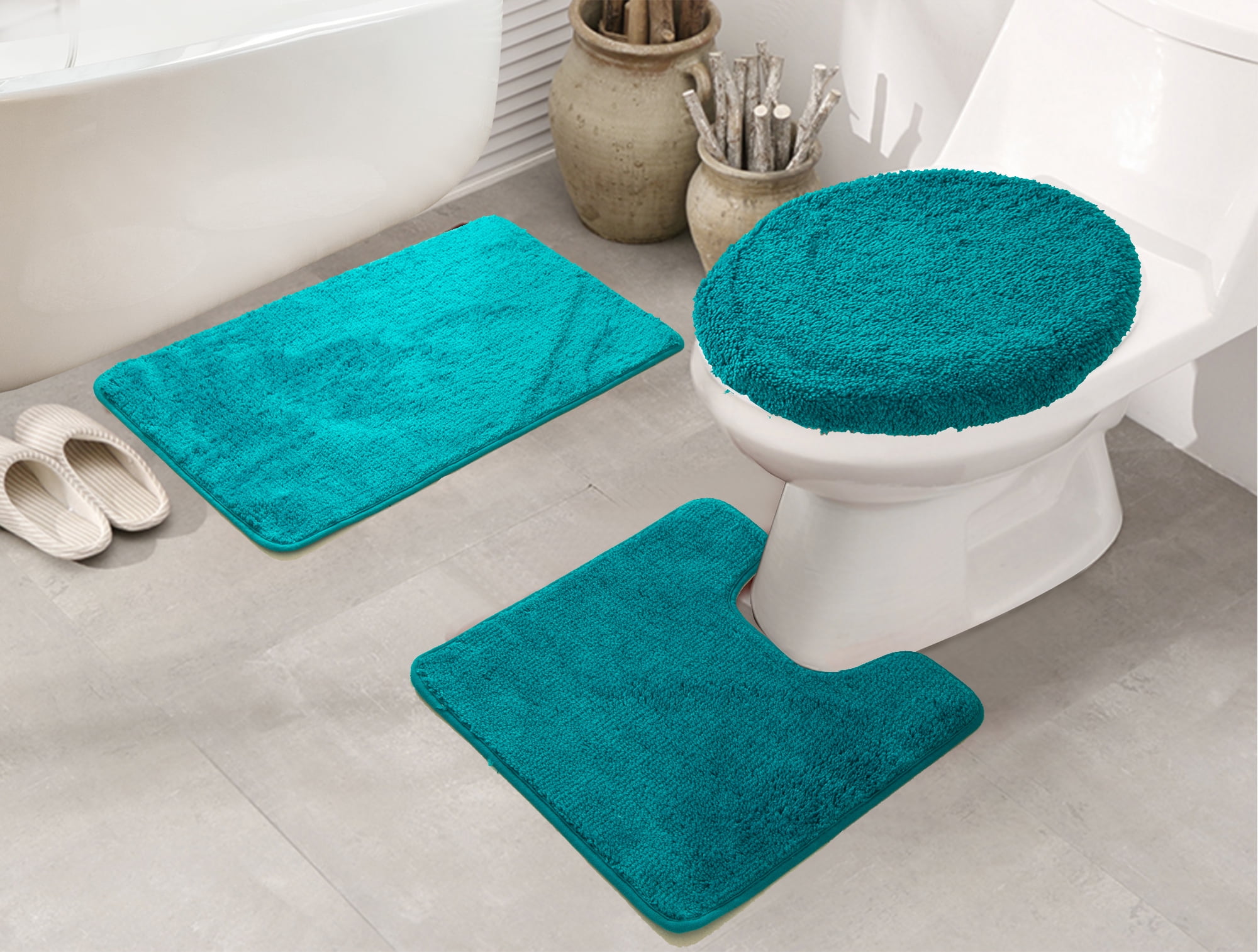 Royalty 3Piece Bath Rug Set in Teal