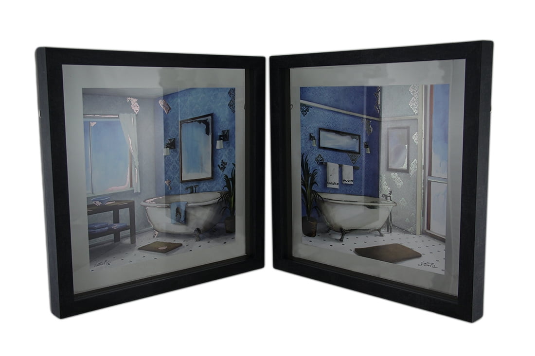 2 Pc Foiled Urban Bath Floating Frame Wall Hanging Set Qty