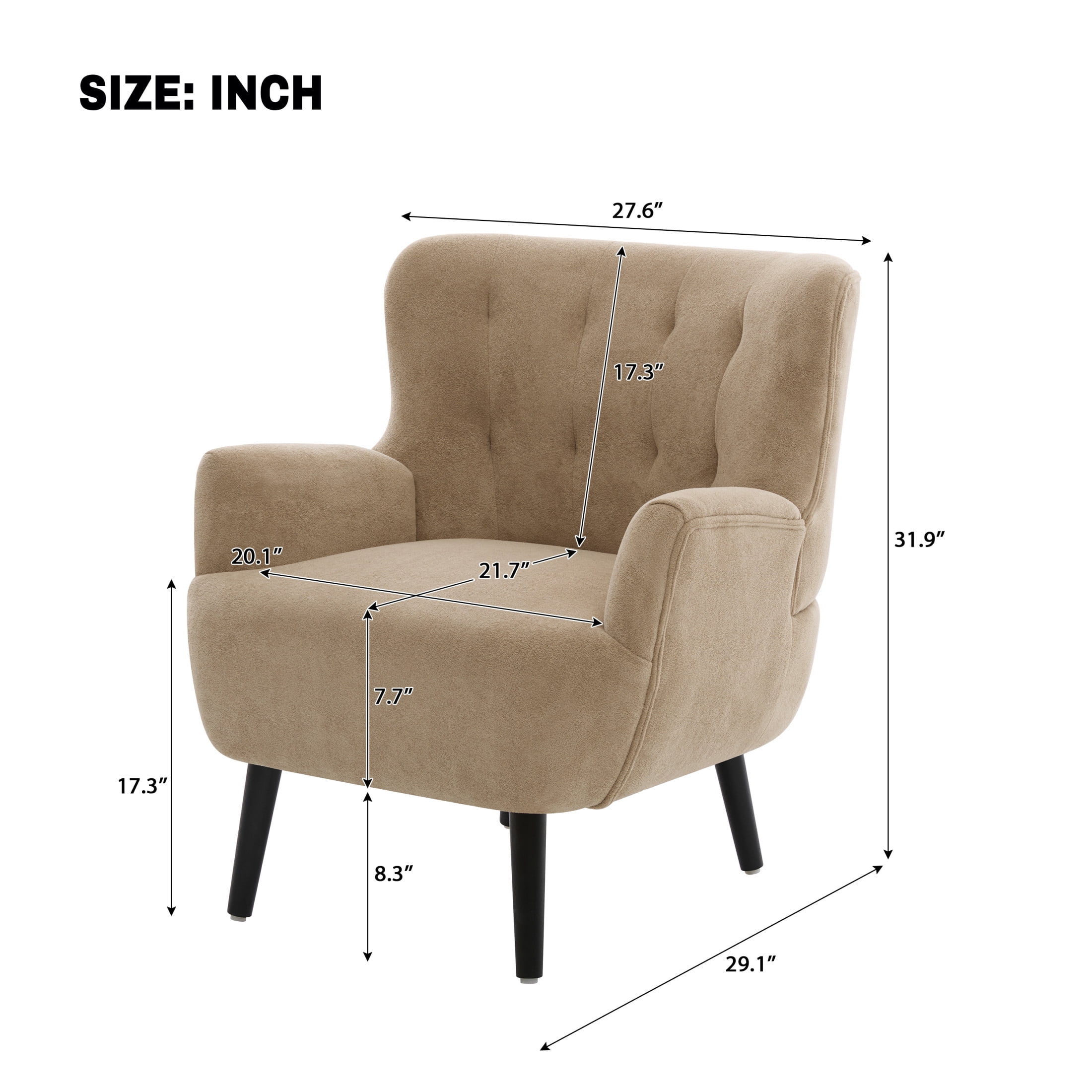 Christopher Knight Home Modern Upholstered Accent Club Chair with Round Arms, Wooden Legs, Brown