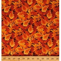 Cotton Autumn Leaves Fall Season Oak Trees Foliage Nature Harvest Whisper Orange Cotton Fabric Print by the Yard (5739-33)