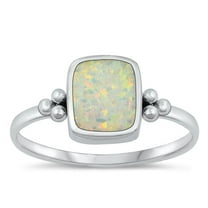 CHOOSE YOUR COLOR White Simulated Opal Promise Ring .925 Sterling Silver Bali Style Band CZ Female Size 7