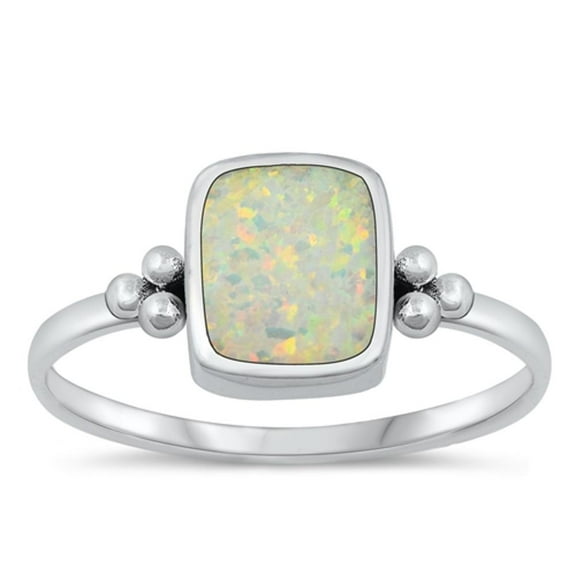 CHOOSE YOUR COLOR White Simulated Opal Promise Ring .925 Sterling Silver Bali Style Band CZ Female Size 9