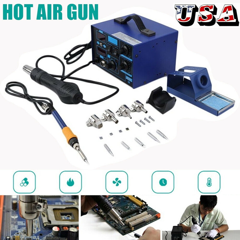 SMD Soldering Iron Hot Air Rework Station LED Display W/4 Nozzle 110V 2in1 862d 