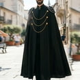 thumbnail image 4 of Men's Gothic Vampire Cape with Epaulettes and Chains Medieval Renaissance Military Cloak Aristocrat Cosplay Costume for Halloween Dress Up Themed Party, 4 of 7