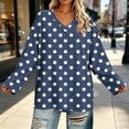 thumbnail image 5 of CHGBMOK Women's Plus Size Polka Dot Tops Long Sleeve V Neck T-shirts Basic Dressy Casual Blouses, 5 of 7