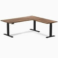 thumbnail image 2 of Desky Hardwood L-Shape Sit Stand Desk - Saman / 72 X 30 X 70 X 24 Inches / White, 2 of 7