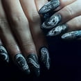 thumbnail image 2 of 24pcs/set Long Stiletto Fake Nails Punk Snake Pattern Black White Matte False Nails Artificial Full Nail Tips Manicure Tools, 2 of 6