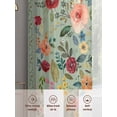 thumbnail image 6 of Sage Green Floral Sheer Curtains 96 Inch Length 2 Panels Set, Spring Flowers Leaves Farmhouse Voile Window Treatment Semi Sheer Long Curtains Drapes for Bedroom/Living Room/Kitchen 52"x96"x2, 6 of 7