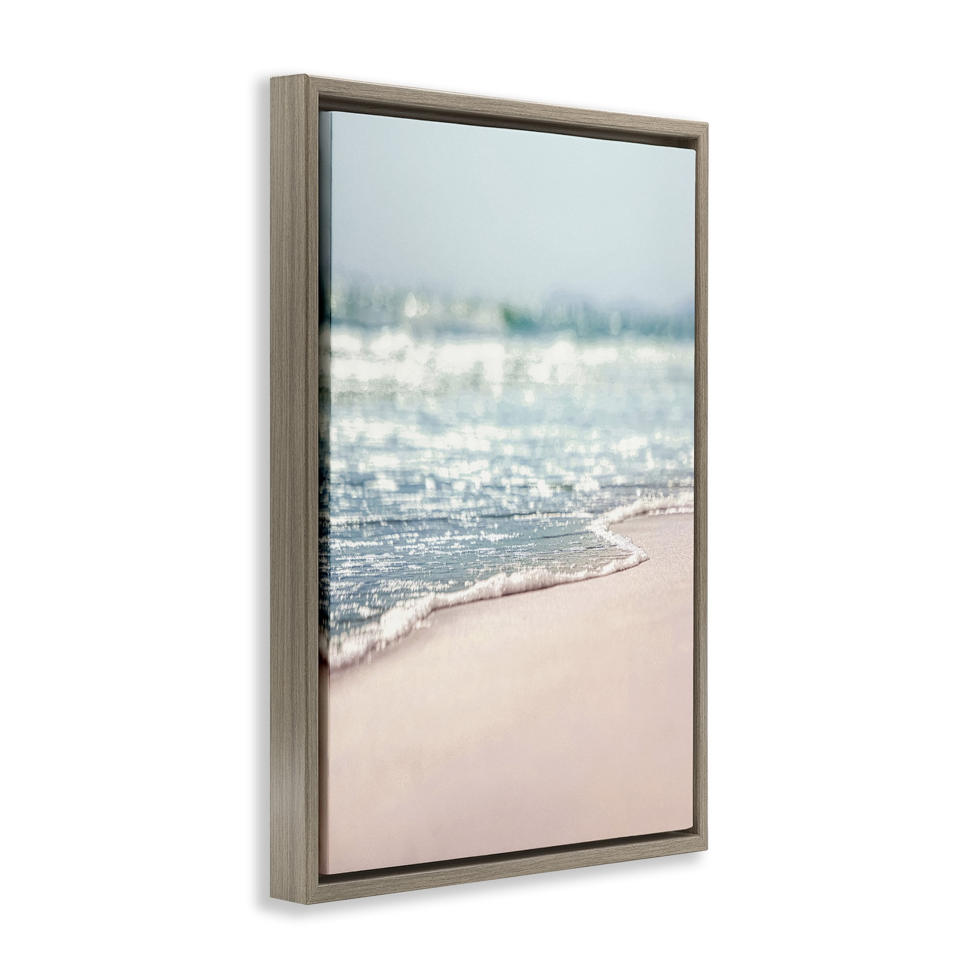 Stupell Industries California Summer Waves Nautical & Beach Photography Brown Floater Framed Canvas Art Print Wall Art, 17 x 25