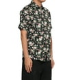thumbnail image 4 of Unique Bargains Men's Summer Button Floral Cotton Short Sleeve Hawaiian Shirt 34 Black, 4 of 7