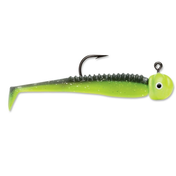 VMC Boot Tail Jig Fishing Lure 1/16oz Black Chartreuse Glow
