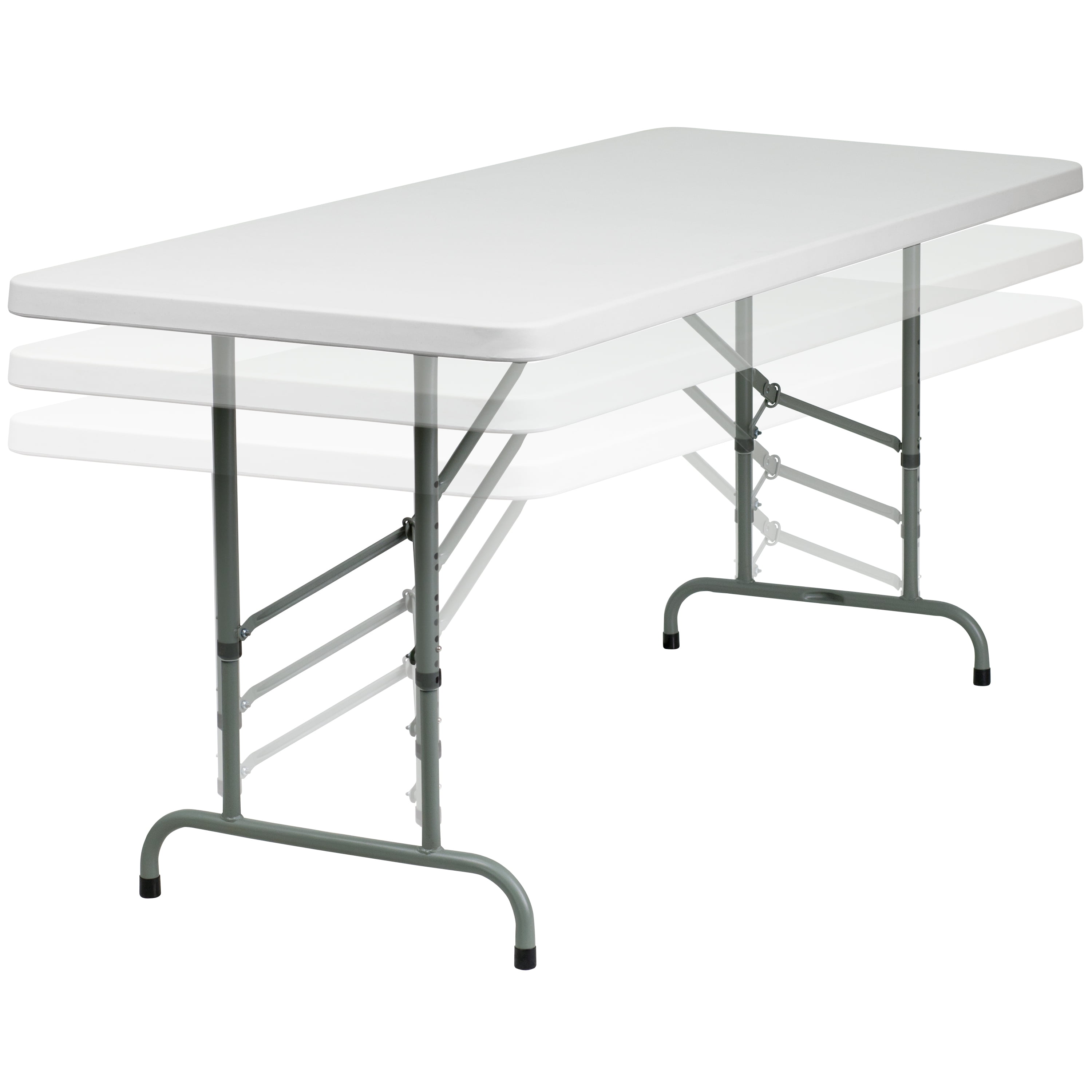 Flash Furniture 30 W X 72 L Height Adjustable Granite White Plastic Folding Table