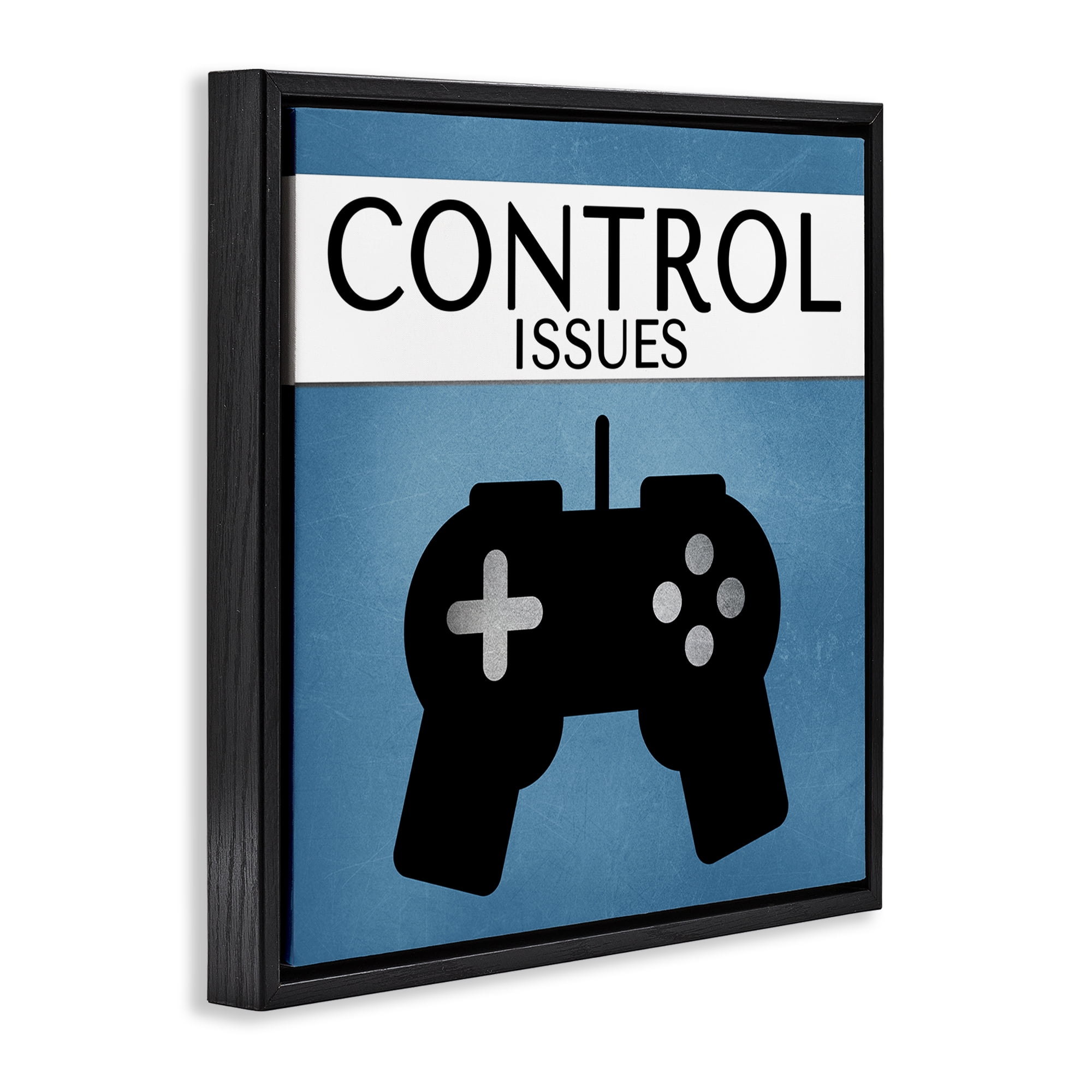 Stupell Industries Control Issues Gamer Entertainment Painting Black Floater Framed Canvas Art Print Wall Art, 25 x 25