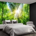 thumbnail image 4 of - Nature Forest Tree Mural Woodland Landscape Backgrounds Cottage Jungle Wallpaper Extra Large Wall murals for Bedroom Living Room（not Peel and Stick）-, 4 of 5