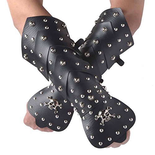 HZMAN 2PACK Black Leather Martial Arts Forearm Guards / Gauntlet Arm