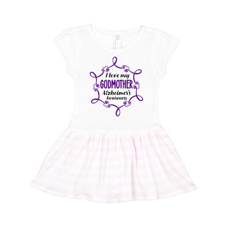 

Inktastic I Love My Godmother Alzheimer s Awareness with Purple Hearts Gift Toddler Girl Dress