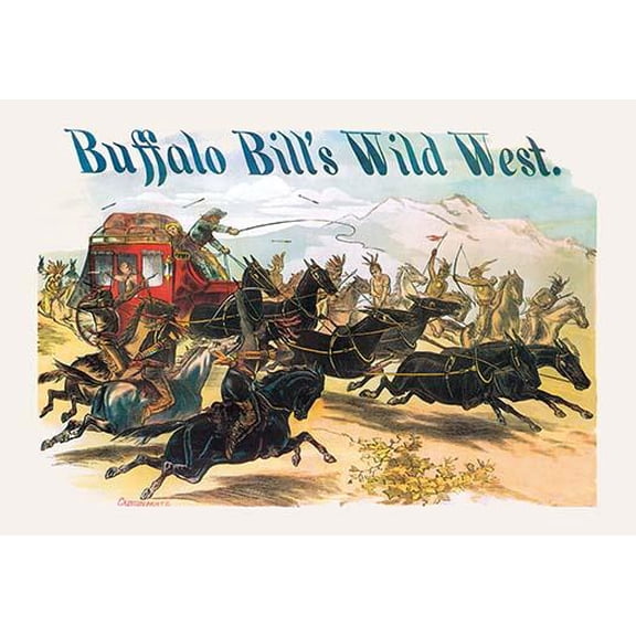 Buffalo Bill: Attack on Stagecoach Fine art canvas print (20" x 30")