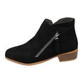 thumbnail image 5 of Rokment Dress Ankle Boots for Women Trendy Fall Winter Suede Pointed Toe Chunky Low Heel Women's Short Booties with Side Zipper Black Size 6, 5 of 5
