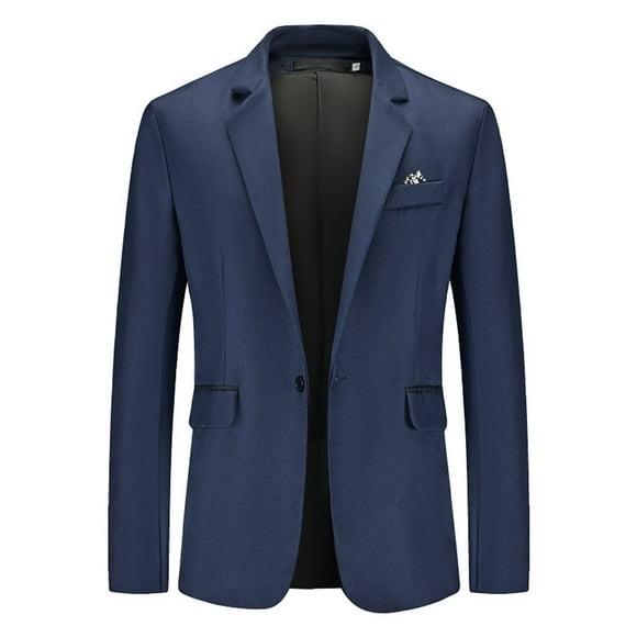 MSJUHEG Blazer For Women 2023 Suits For Men Mens Suit Slim Fit One Button Solid Tuxedo Acket Business Suits Wedding Party Homecoming Suits For Men Womens Blazer Navy M