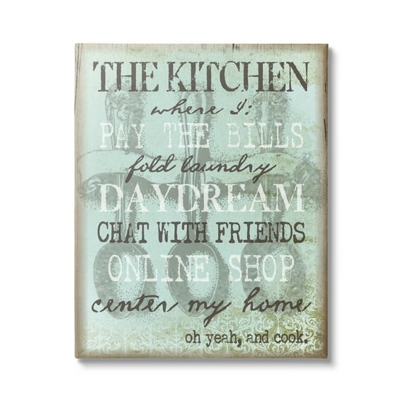 Stupell Industries Humorous Kitchen List Sign Vintage Weathered Style Graphic Art Gallery Wrapped Canvas Print Wall Art, Design by Graffitee Studios