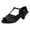 Black, variant on Women's Satin Latin Dance Leopard Print Ballroom Salsa Kitten Heels Open Toe Strappy Comfortable Practice Performance Dancing Shoes Black Size 7.5
