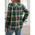 thumbnail image 3 of DOKOTOO Blouses for Women Casual V Neck Plaid Shirts Button Down Long Sleeve Boho Tops, 3 of 7