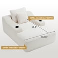 thumbnail image 6 of Leumius 67" Oversized Chaise Lounge Chair Indoor,Soft Boneless Cloud Couch with 2 Pillowsand 2 Cup Holders, Comfy Corduroy Sleeper Couch for Living Room Bedroom,No Assembly Required,White, 6 of 11