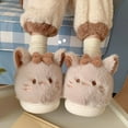thumbnail image 2 of Daznico Women's Cat Slippers - Plush Closed-Back House Shoes, Cozy Winter Indoor Comfort with Non- Sole,Color:Khaki,Size:6.5, 2 of 8