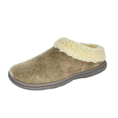 

Clarks Womens Slipper Suede Leather With Faux Sherpa Collar JMH1894 - Plush Memory Foam Footbed - Indoor Outdoor House Slippers For Women (7 M US Sage)