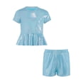 thumbnail image 3 of Doomiva Kids Shiny Jazz Disco Outfit Hip Hop Dance Peplum Top with Shorts Set for Hip-hop Cheerleading Light Blue 13-14, 3 of 6