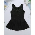 thumbnail image 4 of Fldy Kids Girls Rhinestone Mesh Splice Ballet Leotard Skirt Lyrical Dance Ice Skating Dress Black 16, 4 of 7
