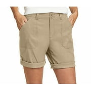 Eddie Bauer Women Stretch Rolled Hem Adjustable Length Bermuda Short, Black, 10