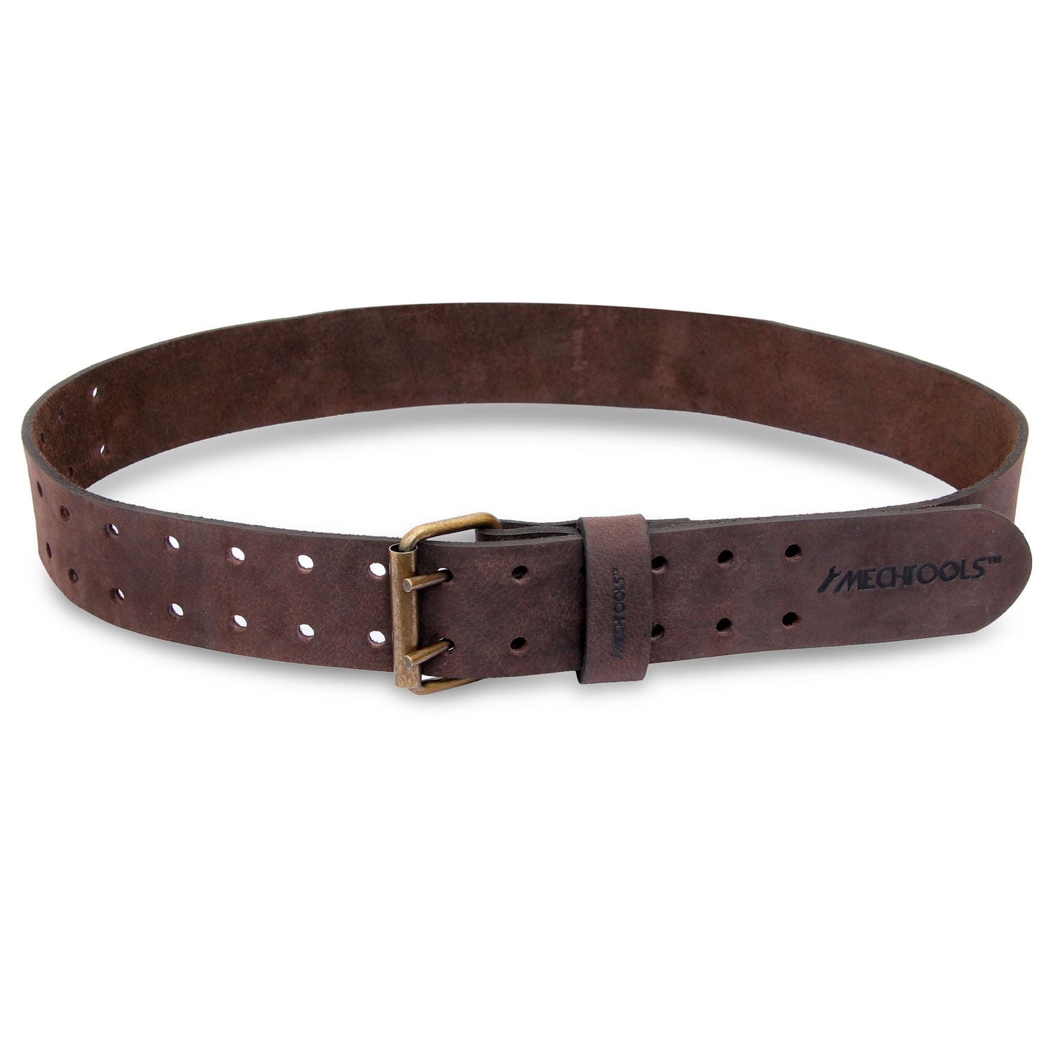 MECHTOOLS 2" OIL TANNED LEATHER TOOL BELT WITH DOUBLE BUCKLE (DARK BROWN) FITS 29" - 45"