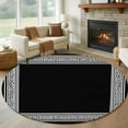 thumbnail image 2 of Black White Round Area&nbsp;Rug 5ft Geometric Greek Key Bordered Abstract Art Non-Slip&nbsp;Washable Circle Rugs Soft Felt Indoor Floor Mat for Bedroom Kitchen Living Room Bathroom, 2 of 9