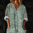 thumbnail image 6 of successthop Floral Dresses for Women Plus Size 3/4 Sleeve V Neck Sundress Ladies Maxi Dress Vintage with Pocket Green S, 6 of 7