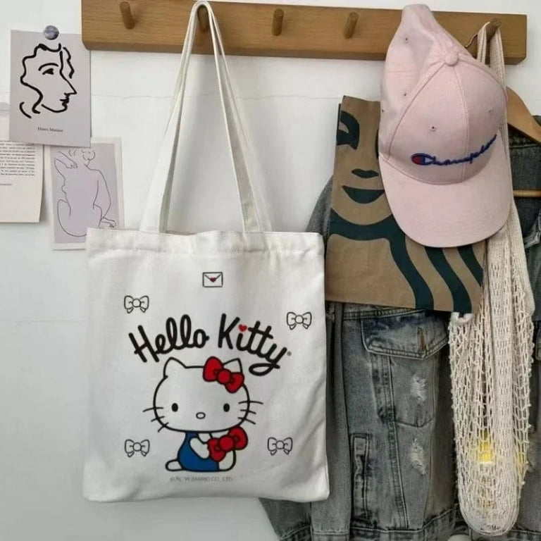 Women Cute Hello Kitty Canvas Tote Bag Femme Shopping Shoulder Bags Travel Tote Luxury Designer Handbags Bolsas Para Mujeres Walmart