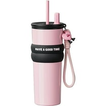 Farcauo 21 OZ Pink Upgraded Cover Insulated Vacuum Tumbler With Lid Stainless Steel Water Bottle Spill Proof Cup for Hot and Cold Drink and Straw Leak Proof Travel Mug Christmas Gifts For Women
